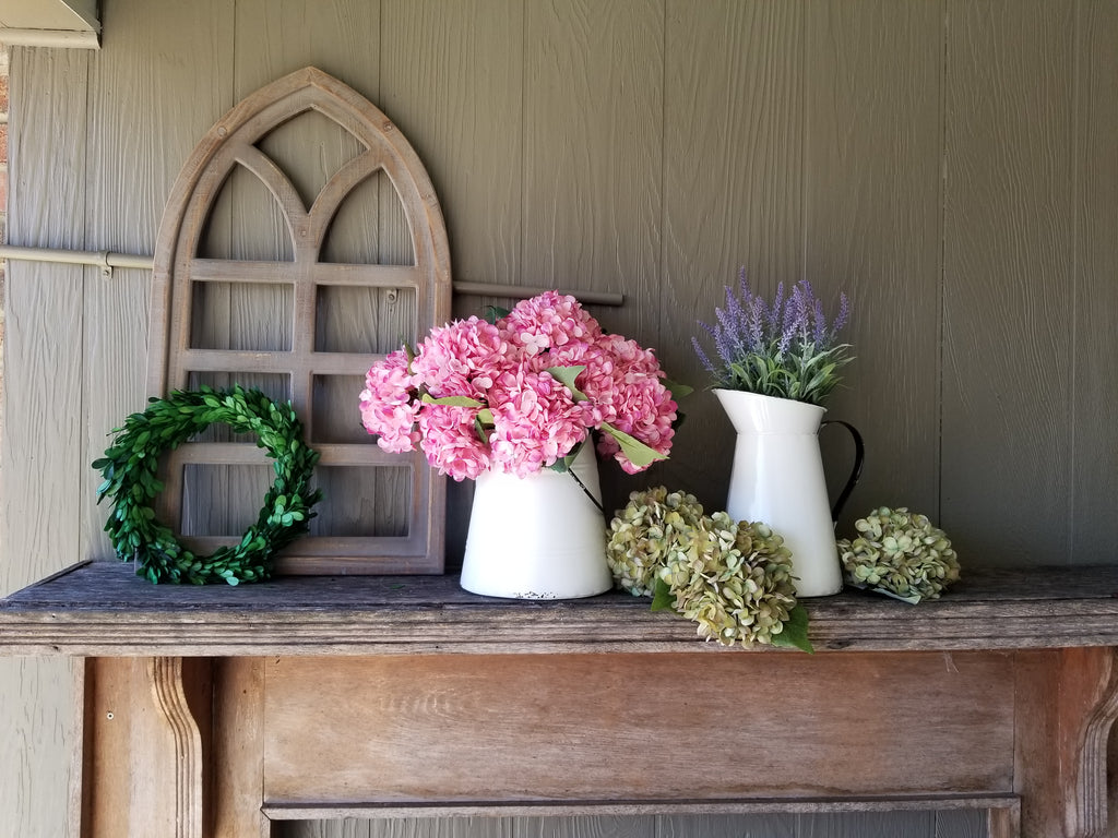 Realistic faux pink hydrangea picks 13", Set of 3