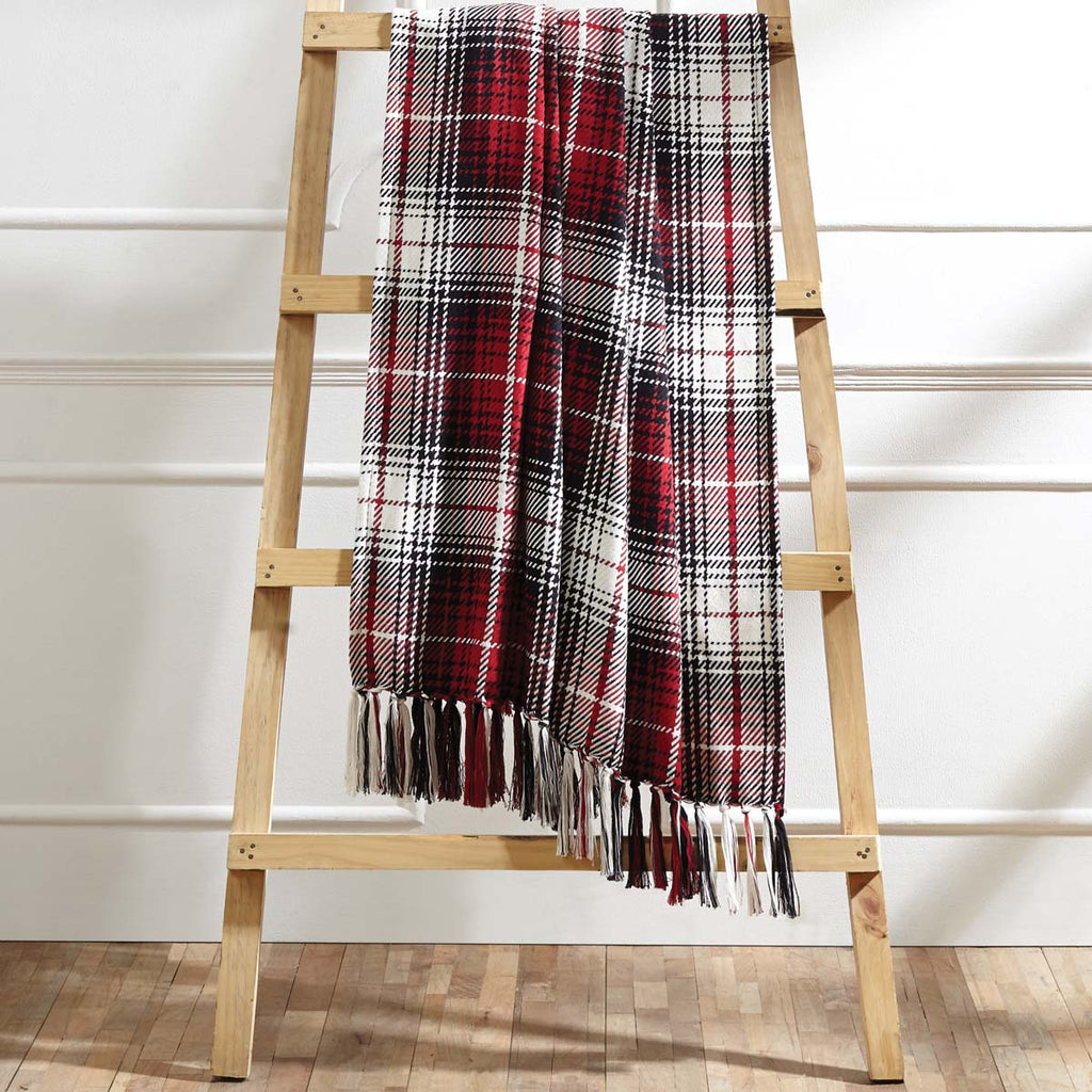 red, black, & white throw blanket