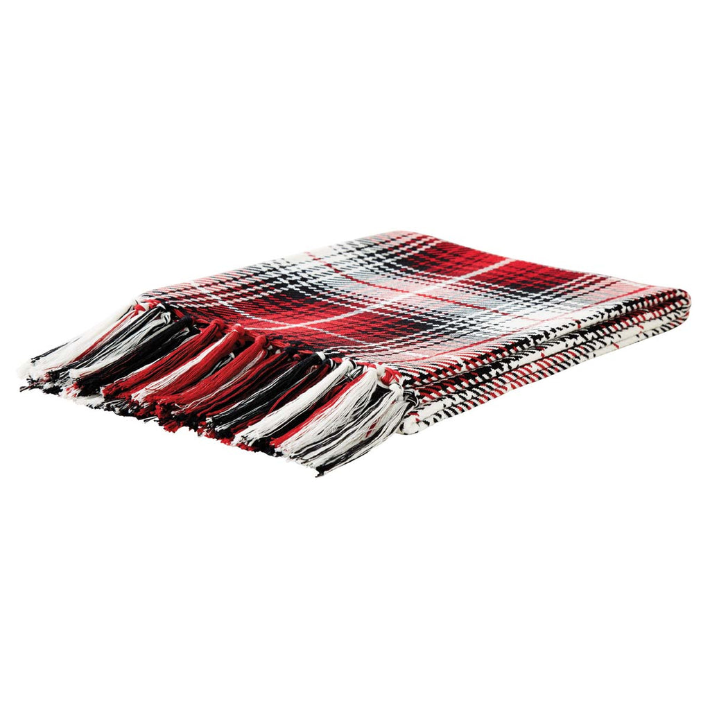 red, black, & white throw blanket