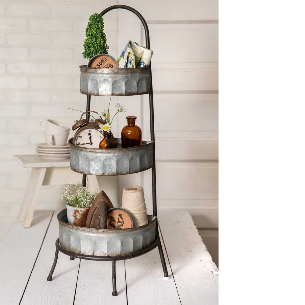 3 tier corrugated metal tray