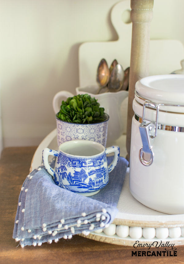 3 tier wood tray stand beaded edge