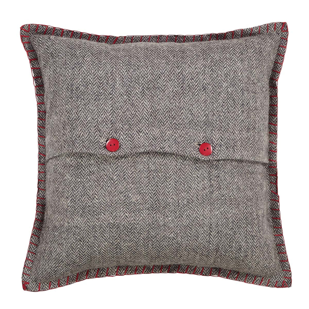 Farmhouse style plaid Christmas reindeer button pillow