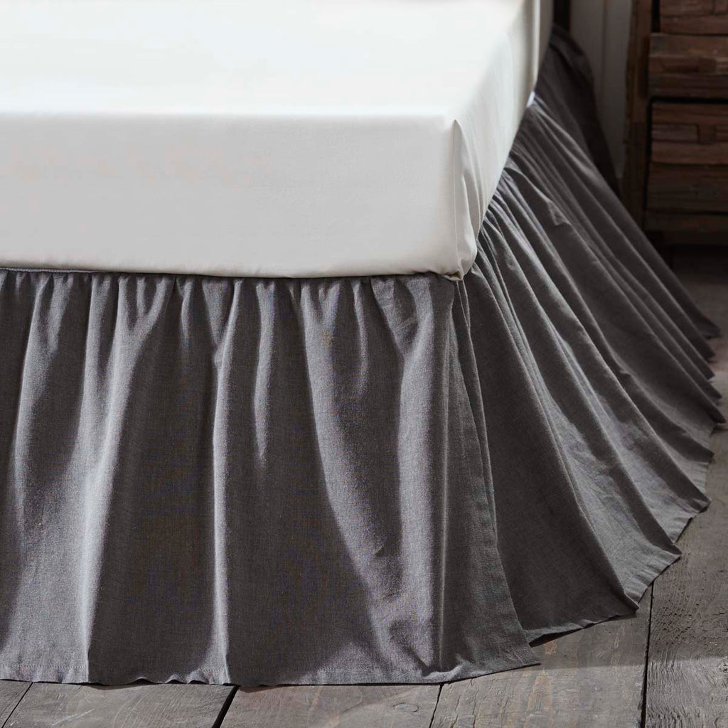 Black chambray charcoal bedskirt dust ruffle