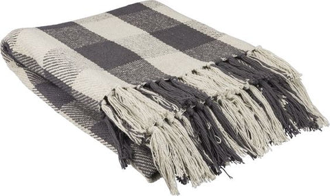 gray and cream Buffalo check throw blanket