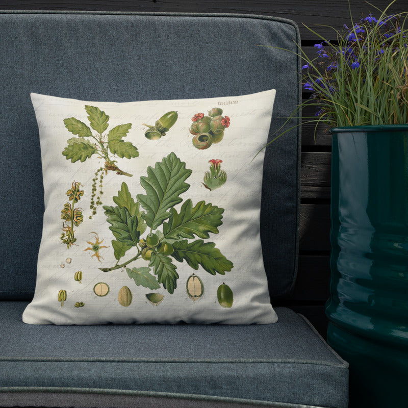 vintage botanical leaf pillow cover