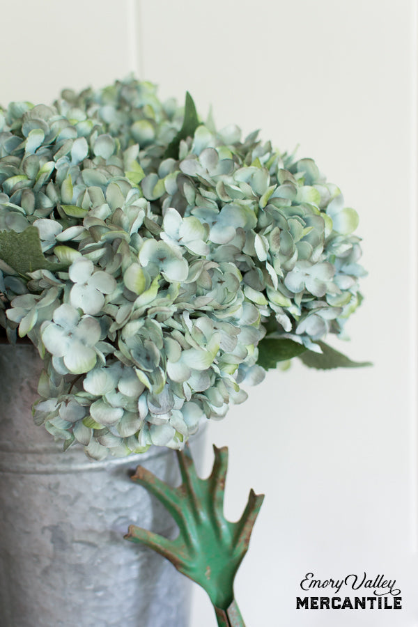 realistic fake faux artificial blue hydrangea