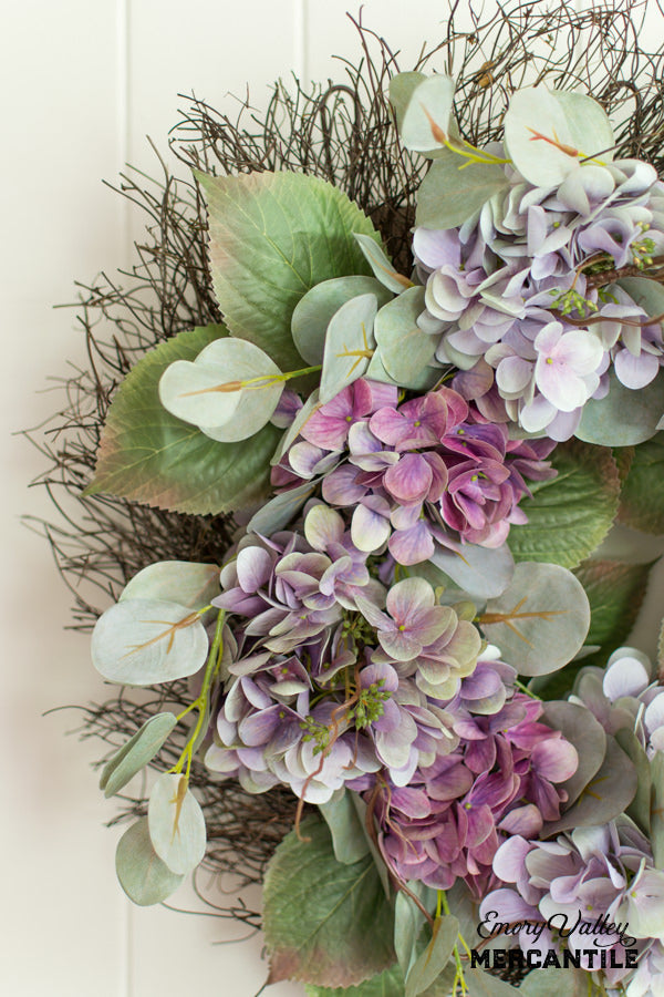 artificial hydrangea wreath