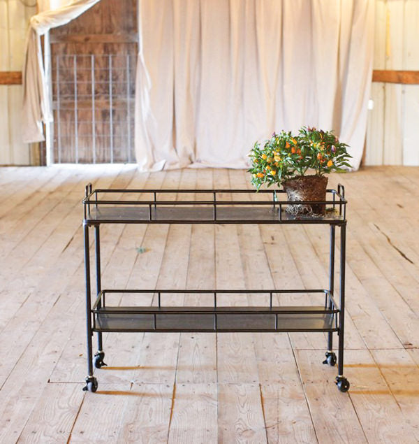 rolling black metal cart
