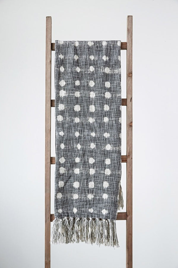 polka dot throw blanket with fringe