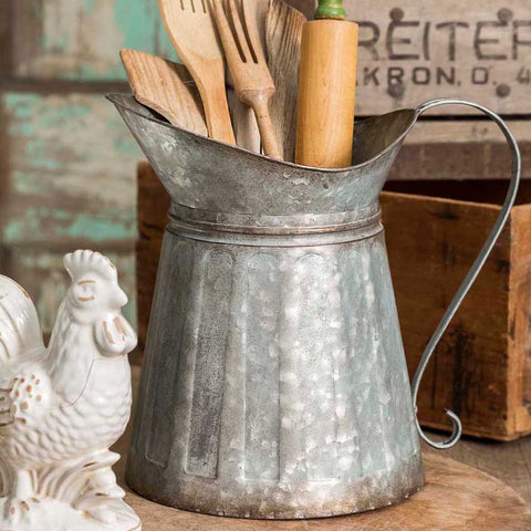 corrugated metal milk pitcher