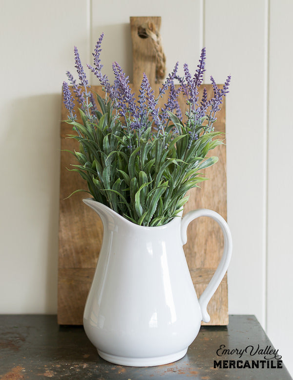 white stoneware pitcher
