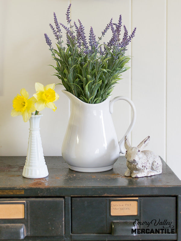 white stoneware pitcher