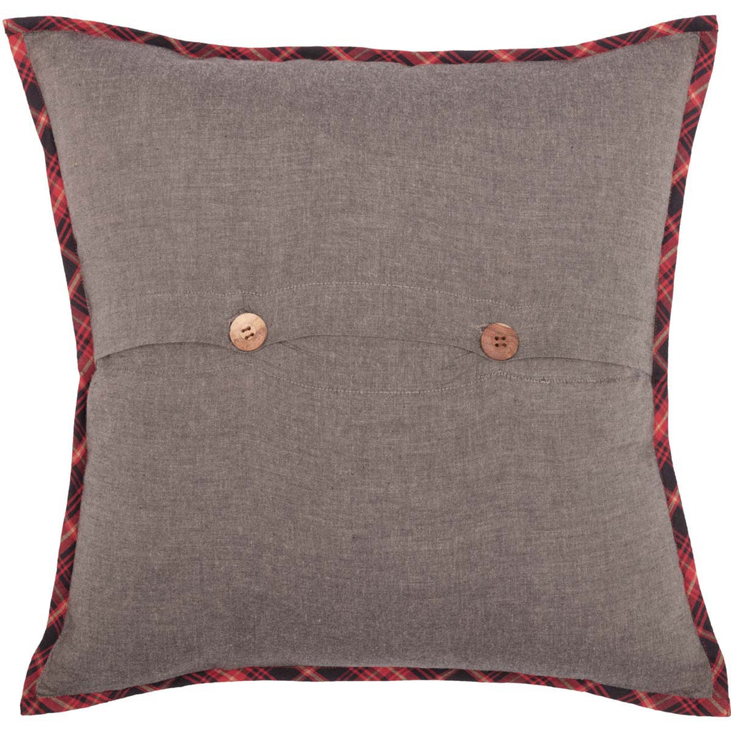 Love the wood buttons on the back of this plaid deer pillow.