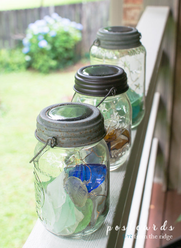 Rustic Solar Powered Glass Jar Lid