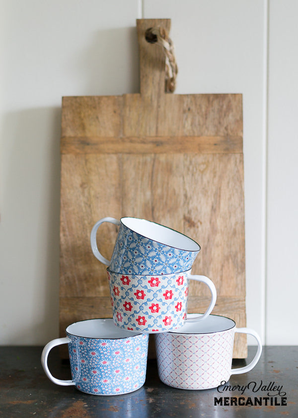 floral enamel mugs