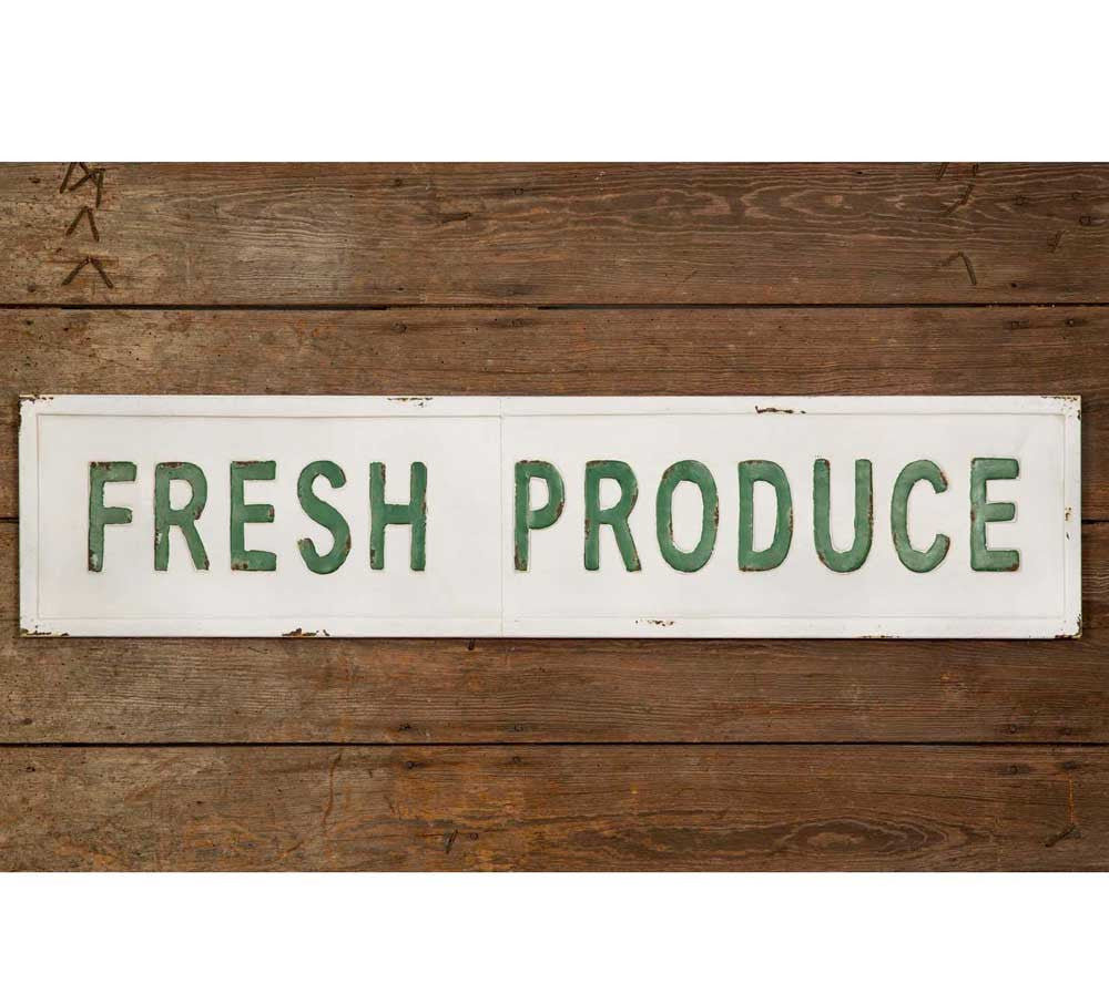 Fresh Produce Metal Wall Sign