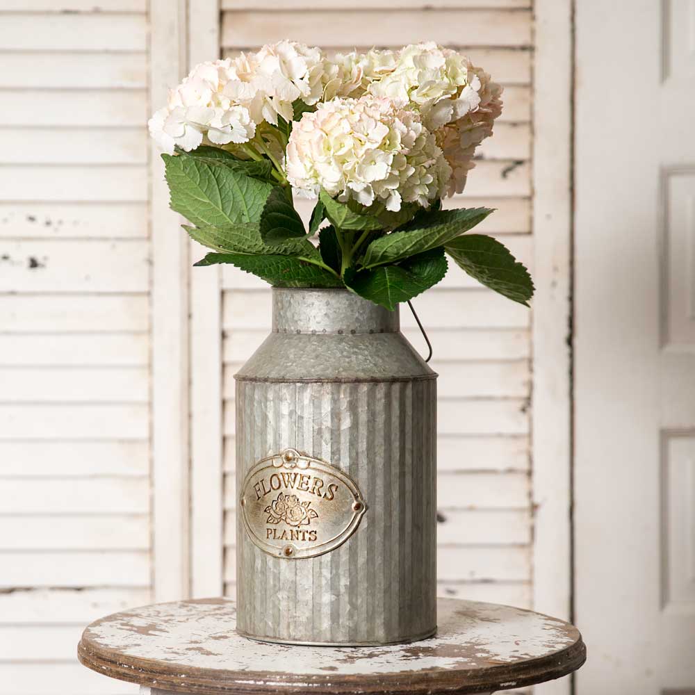 farmhouse style metal milk can planter