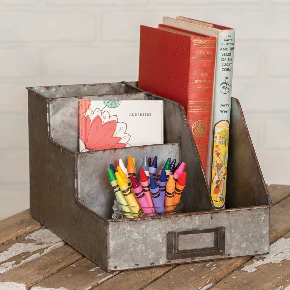 galvanized metal desk organizer