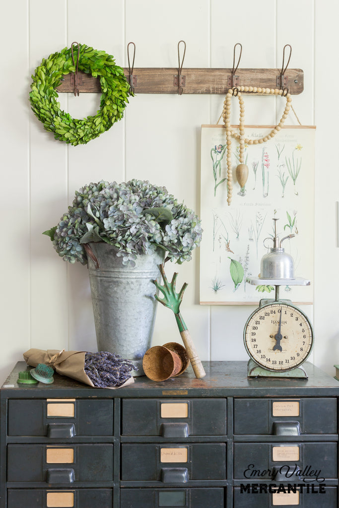 galvanized metal French tall flower bucket with handles