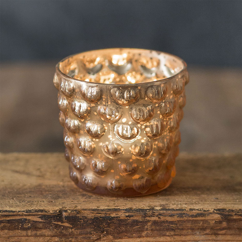 Hobnail Mercury Glass Votive Holder