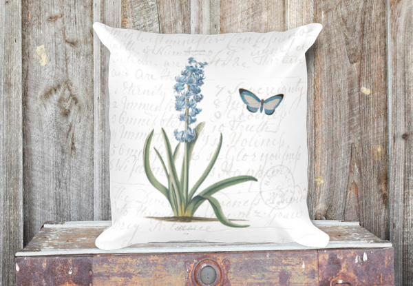 Vintage Hyacinth Botanical Pillow