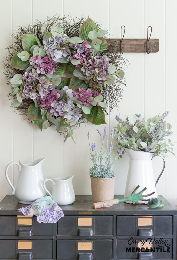 artificial hydrangea wreath