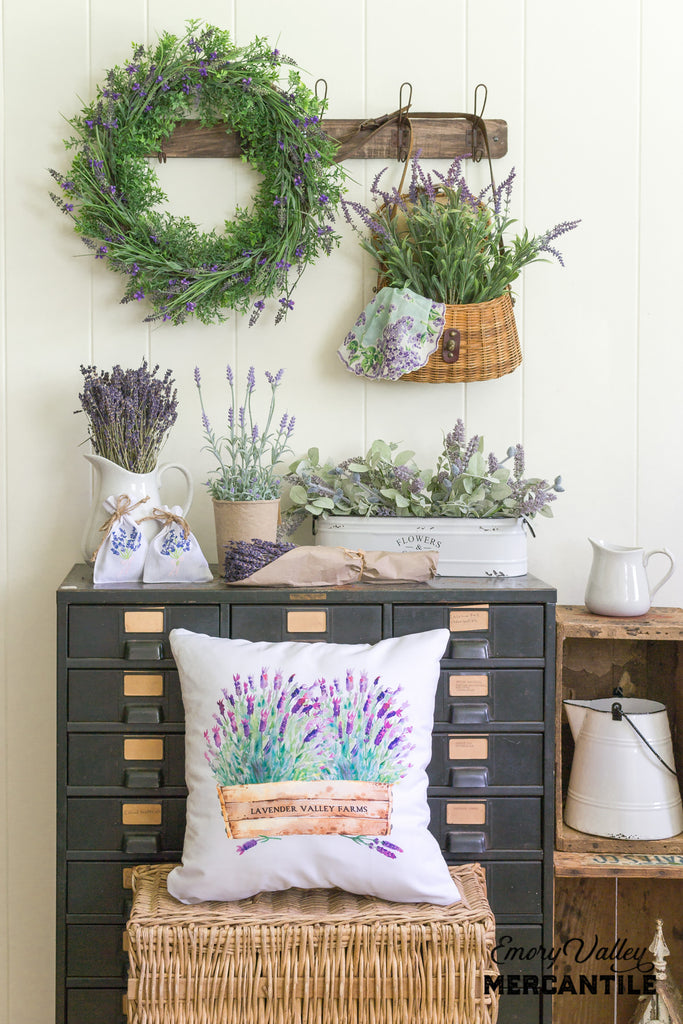 lavender throw pillow and decor