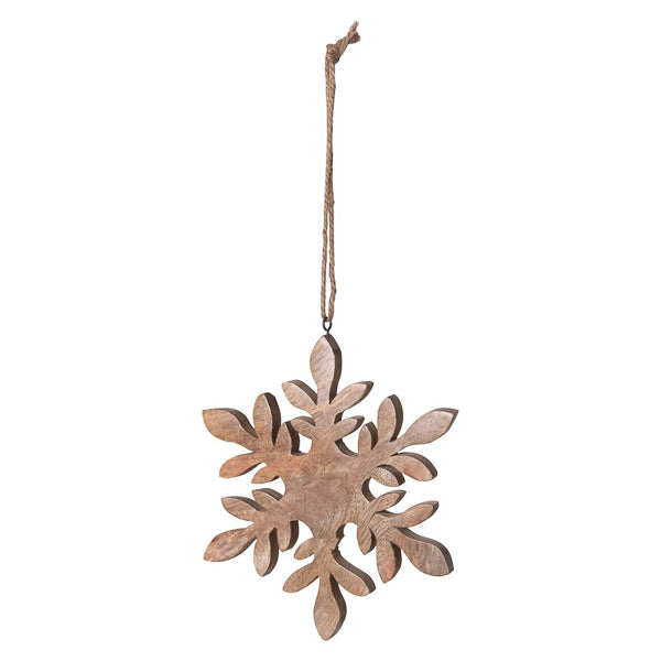 mango wood snowflake ornament