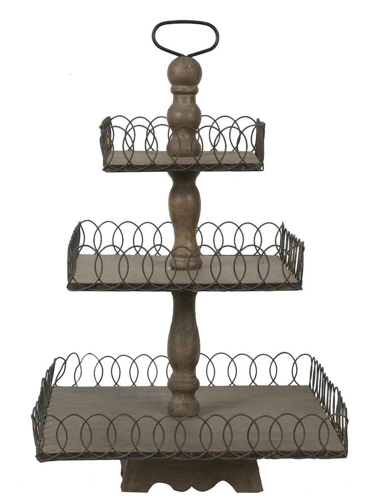 Wood and wire three tier stand