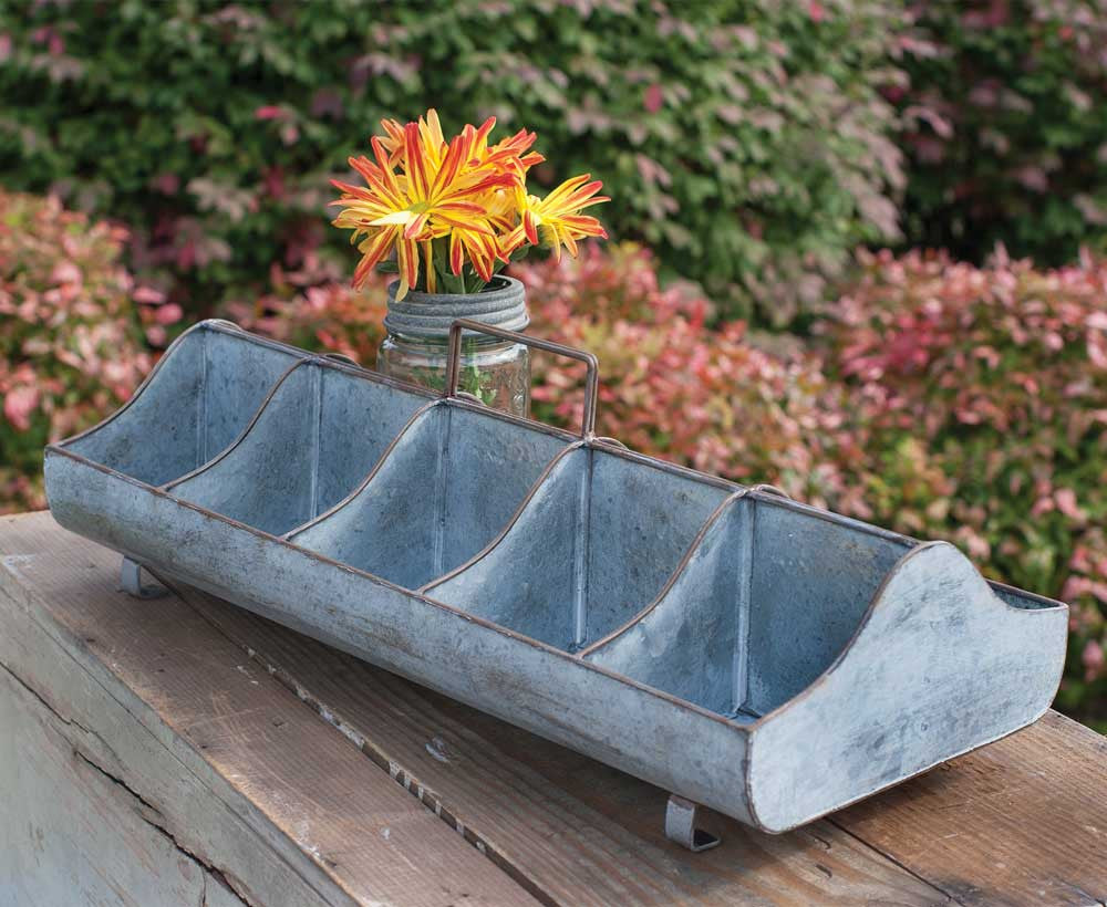 Farmhouse style metal trough caddy organizer