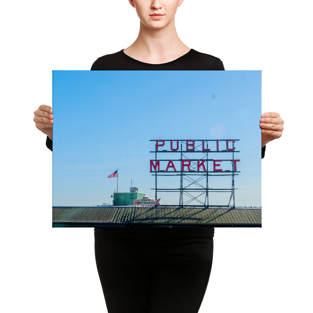 Seattle Public Market Sign on Canvas
