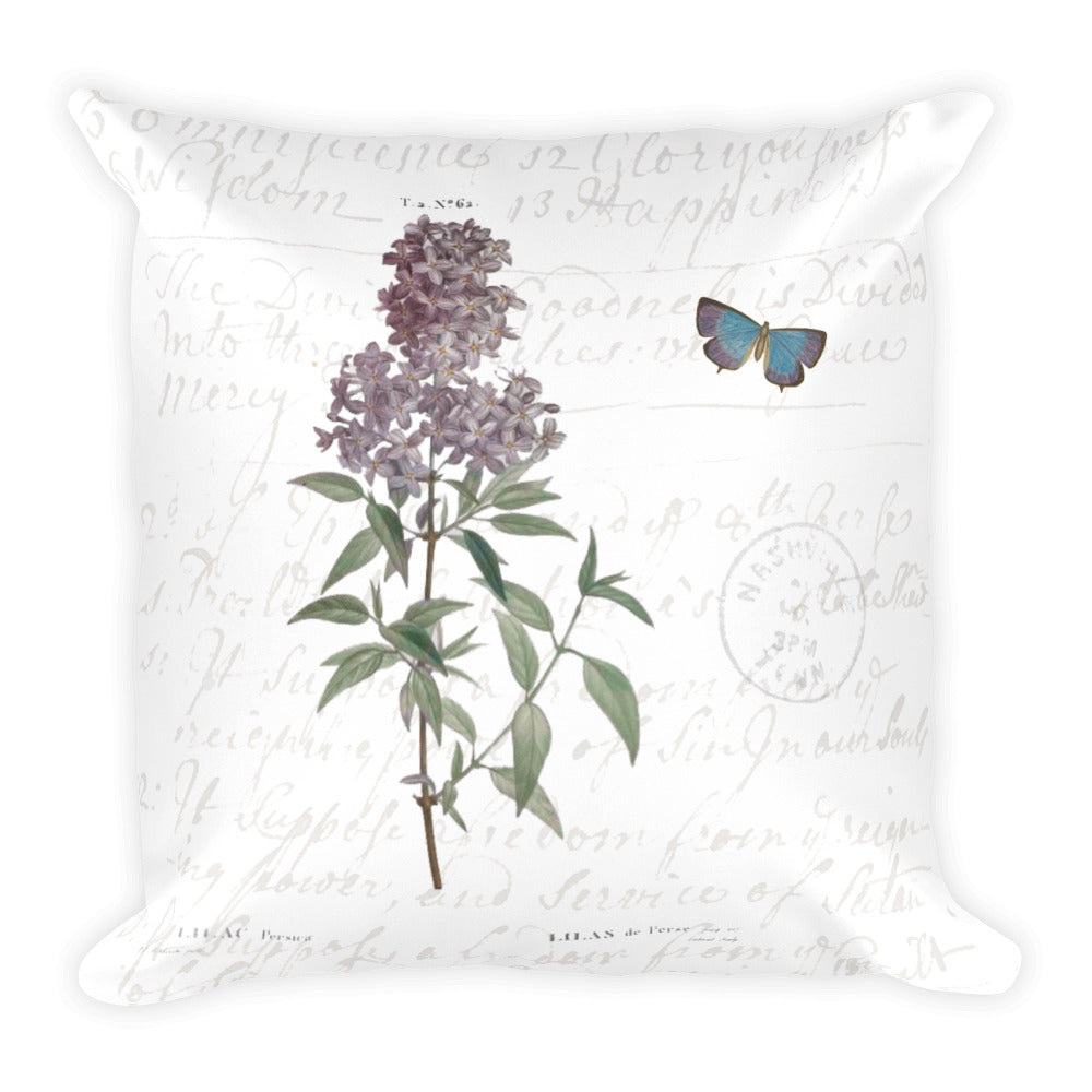Vintage Lilac Botanical Pillow