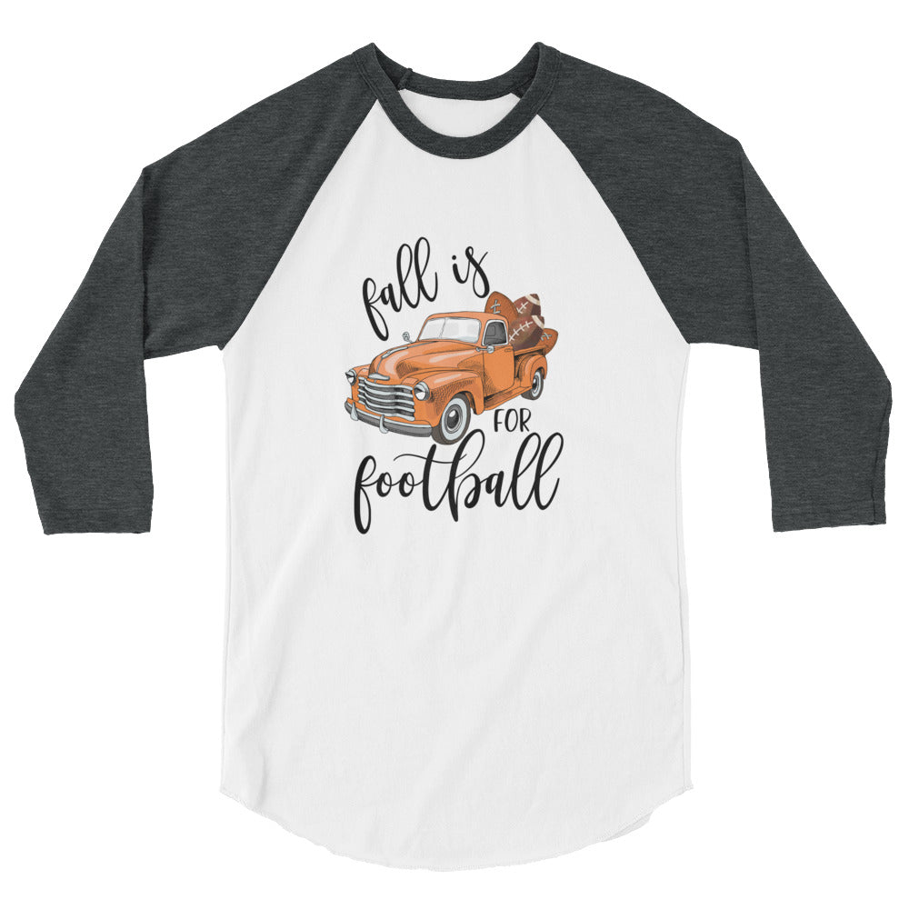 Fall is for Football Vintage Orange Truck and pumpkins 3/4 sleeve tee