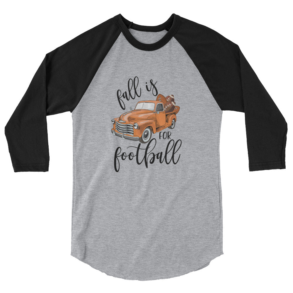 Fall is for Football Vintage Orange Truck and pumpkins 3/4 sleeve tee