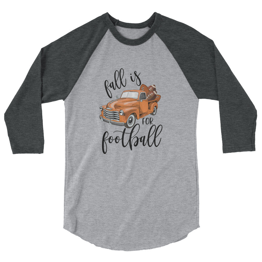 Fall is for Football Vintage Orange Truck and pumpkins 3/4 sleeve tee