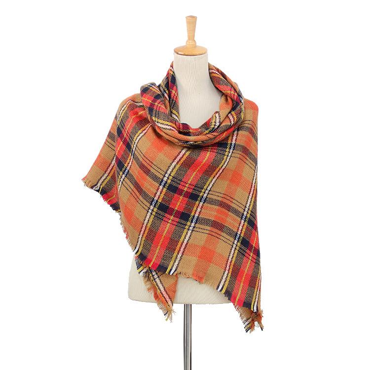 orange plaid blanket scarf