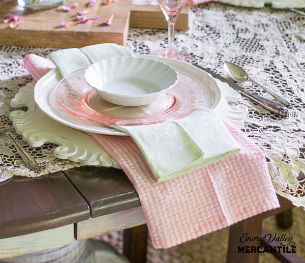 pink gingham seersucker napkins