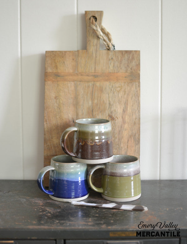 stoneware mugs with reactive glaze