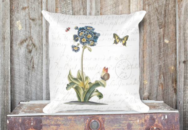 Vintage Primrose Botanical Pillow
