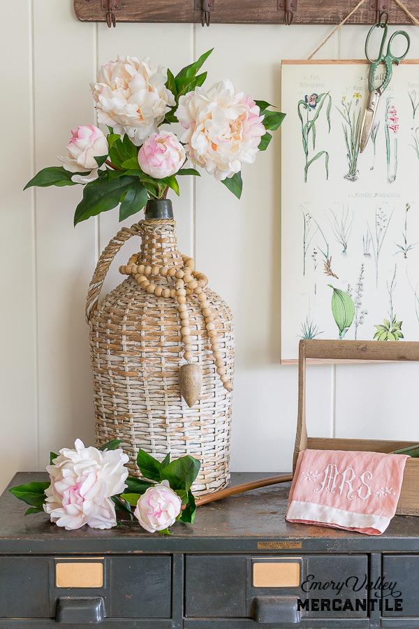 realistic faux peony stems