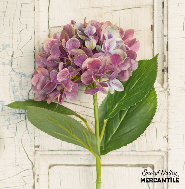 realistic faux artificial purple hydrangea branch