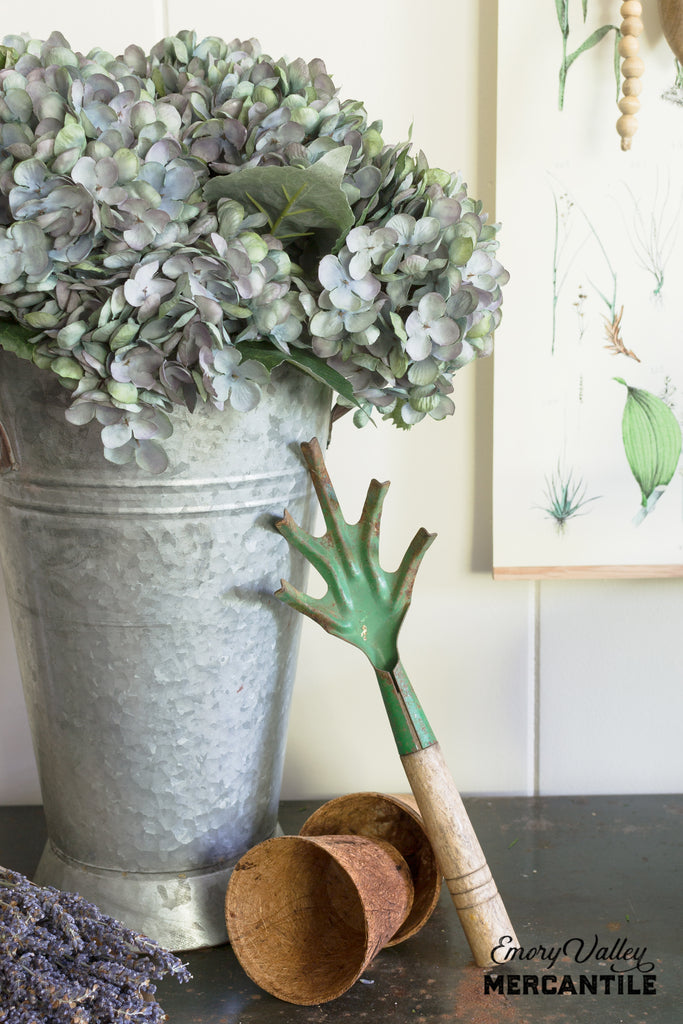 realistic fake faux artificial blue hydrangea