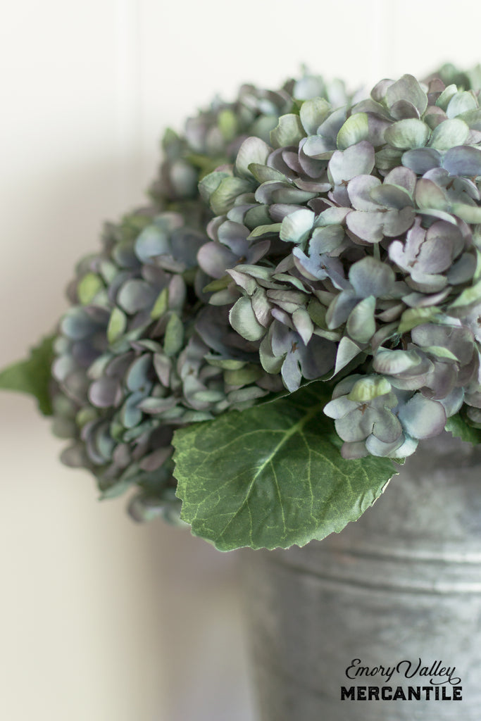 realistic blue faux hydrangeas