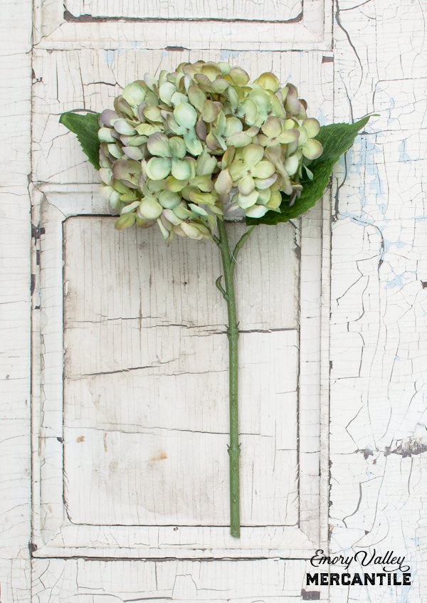 Realistic Faux Hydrangea Stem, Light Green, Set of 3