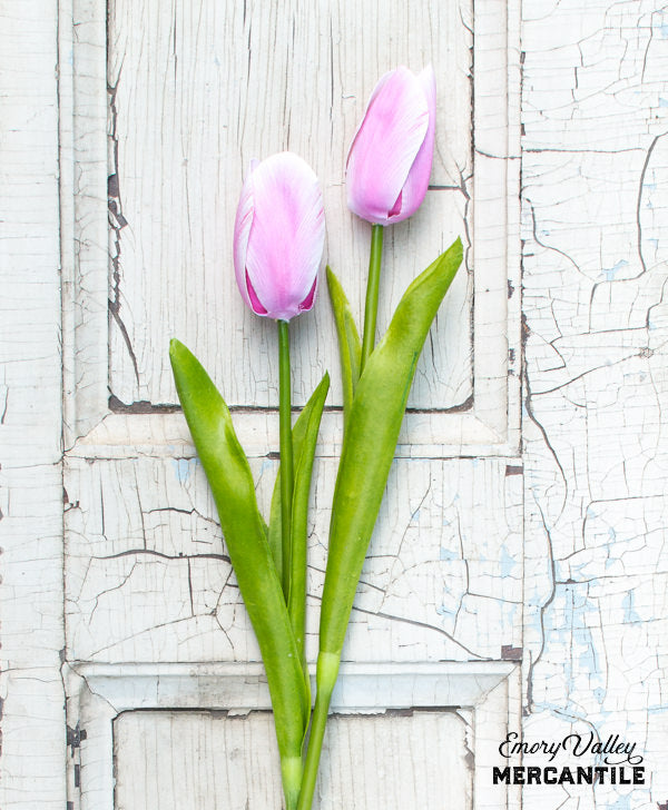 realistic faux pink tulip pick