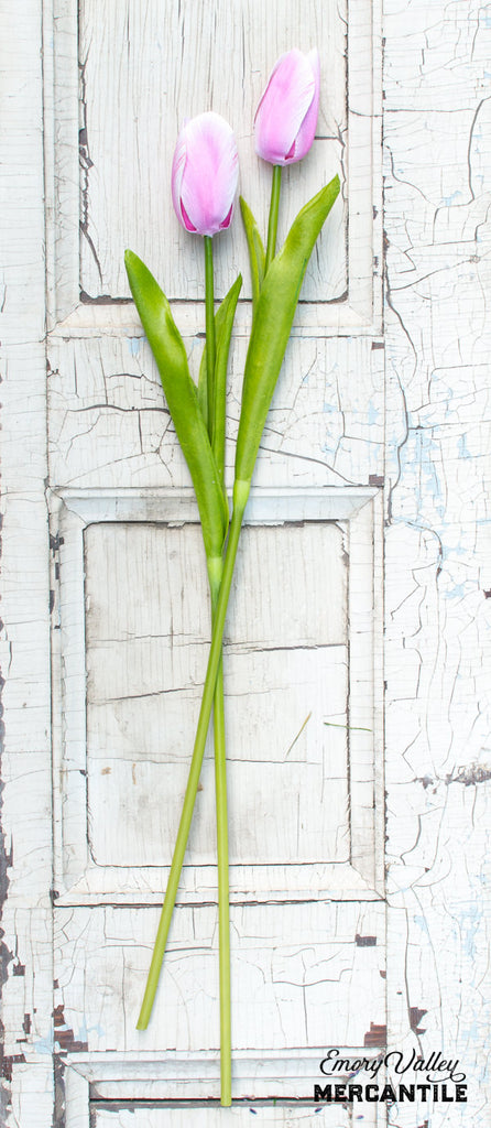 realistic faux pink tulip pick