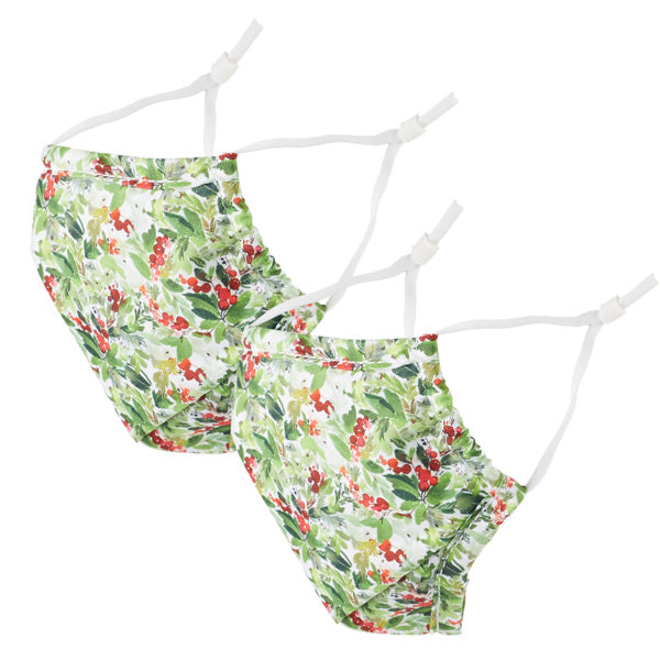 red berries and green leaves holiday face mask