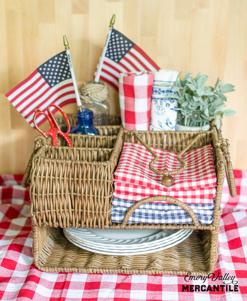 red and white check cloth napkin