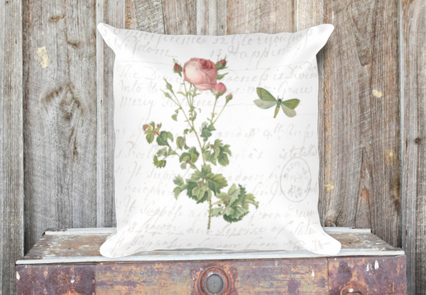 Vintage Rose Botanical Pillow
