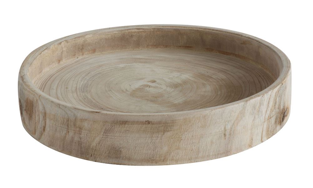 Round wooden carved tray